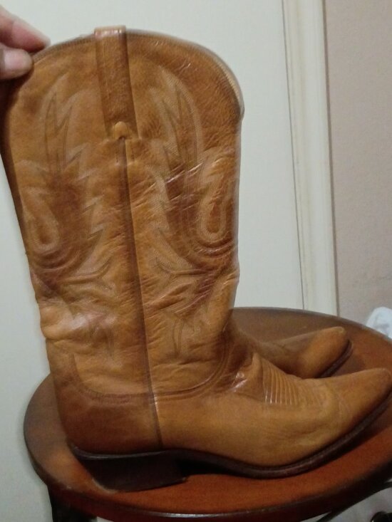 Charlie Horse Shoes - Charlie Horse Cowboy Boots Womens Size 7.5B Tan Leather 4508 Pointed Toe